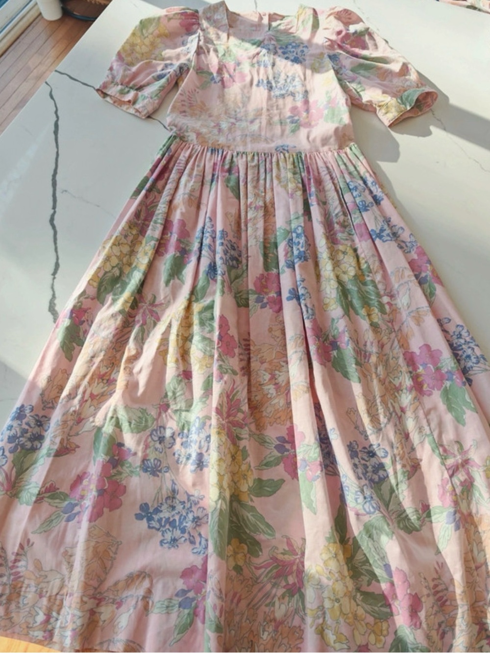 Vintage Laura Ashley cottage core dress Pink Prairie midi Puff size 6